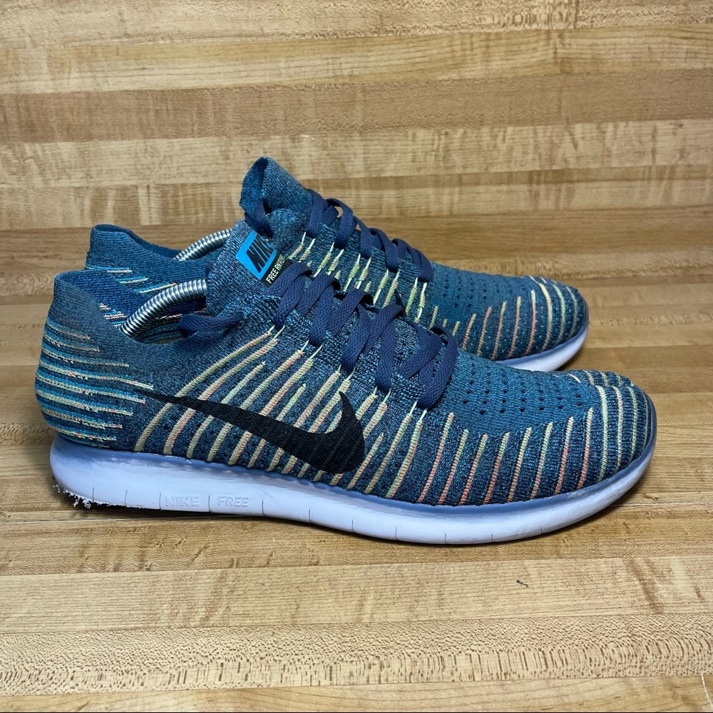 Nike Free RN Flyknit Squadron Green Blue 831069-407 Men’s Size 12